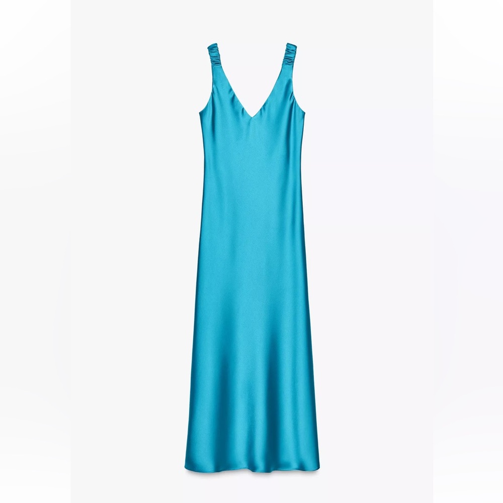 Zara Sleek Turquoise Sleeveless Gown Size M Never worn